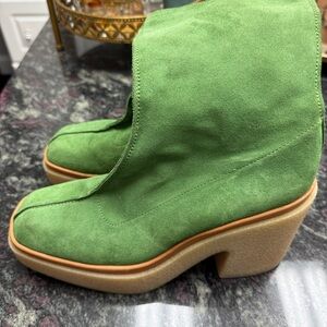 Free People Gigi Green Suede Women's Platform Boots Size 39